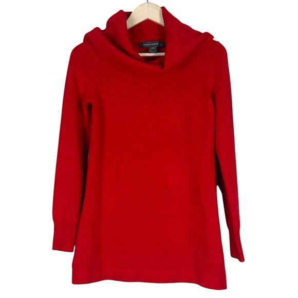 French Connection Sweater Womens S Red Cowl Neck Pullover Longline Cozy Classy - Picture 3 of 7